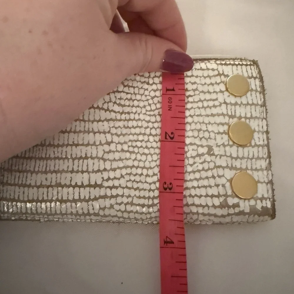 Hammitt 110 North Soft Leather Bifold Long Wallet White Crackle Gold Hardware - Picture 12 of 14